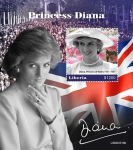 Liberia - 2020 Diana, Princess of Wales - Stamp Souvenir Sheet - LIB200316b