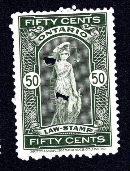 Ontario  Revenue  Law Stamp  Van Dam  # OL72  used  Lot 200542 -01