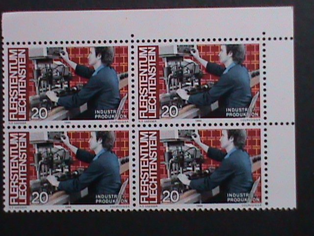 ​LIECHTENSTEIN-1984-SC# 789 INDUSTRIES & OCCUPATIONS MNH IMPRINT BLOCK-VF