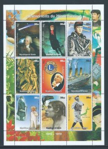 Guinea #20th Century Events NH 1910-19 Titanic,Babe Ruth,Twain,etc. - Sheetlet