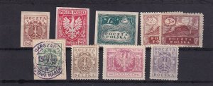 SA22f Poland 1910's - 1920's selection of hinged and used stamps