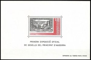 ANDORRA FRENCH 1982 National Philatelic Exposition. Church. S/sheet, MNH