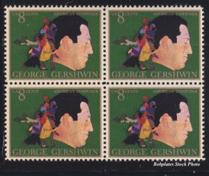 BOBPLATES #1484 George Gershwin Block of 4 F-VF NH SCV=$1