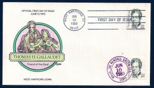 UNITED STATES FDC 20¢ Gallaudet DUAL 1983 Collins H-P T601