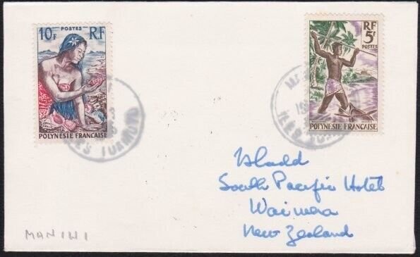 FRENCH POLYNESIA 1965 cover to New Zealand - MANIHI cds....................B2605