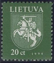 Lithuania 1994 MNH Sc 483 20c White knight Vytis on shield