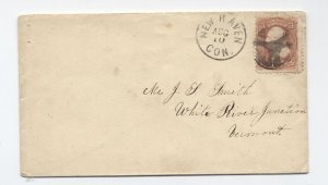 1865 New Haven CT #65 cover fancy cancel (lobster?) [H.3551]