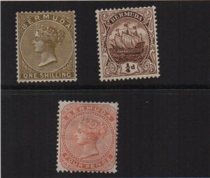 Bermuda 1880-1912 3 mounted mint SG20, SG29b & SG44