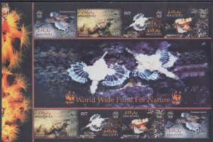 MALDIVE ISLANDS Sc # 2839e MNH SHEET of 2 SETS of 4 WWF ENDANGERED CORALS