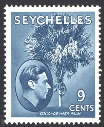 Seychelles Sc# 131 MH 1945 9c peacock blue King George VI