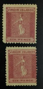 MOMEN: VIRGIN ISLANDS SG #4a,7a LARGE V MINT OG H £700 LOT #62183