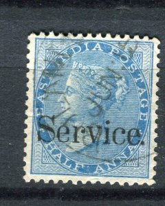 INDIA; 1865 early classic QV SERVICE Optd. issue fine used 1/2a. value
