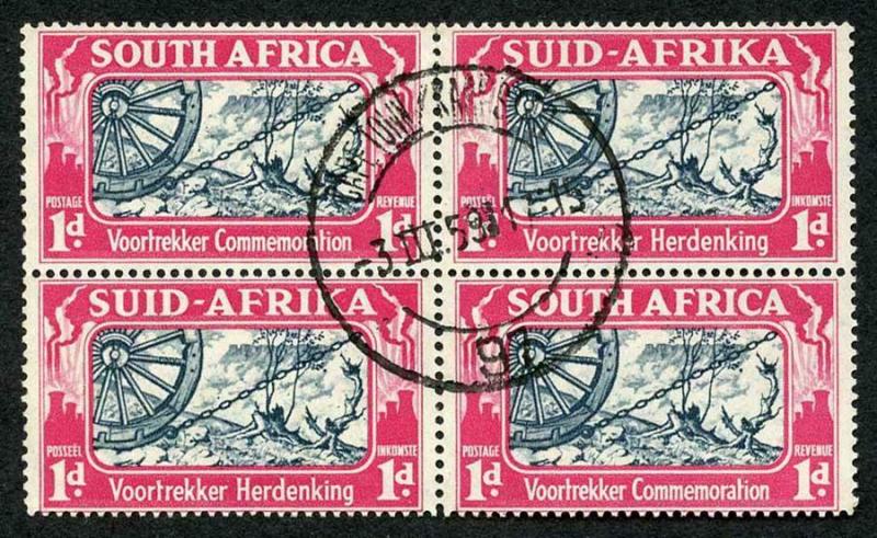 South Africa SG80/81 1938 Voortrekker 1d Block of Four