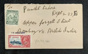 1935 Barbados Cover to Bombay British India