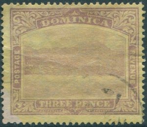 Dominica 1908 SG51 3d purple/yellow KGV Roseau mult crown CA wmk FU (amd)