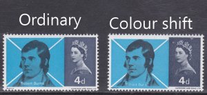 1966 Sg685 4d burns Shift Of New Blue UNMOUNTED MINT [SN]