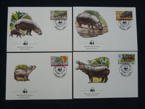 WWF hippopotamus set of 4 FDC Liberia 1984 (-50% for 10 sets or more)