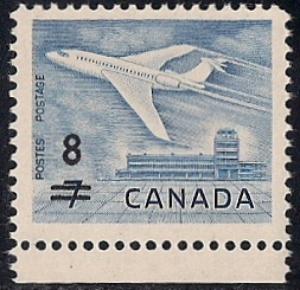 Canada #430 8 cent on 7 cent Jet Aircraft mint OG NH VF