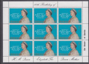 Tristan Da Cunha # 277, Queen Mother's 80th Birthday, Full Sheet, NH, 1/2 Cat