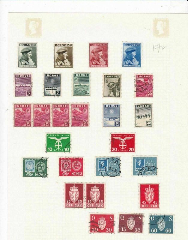 norway stamps on album pages ref 13220