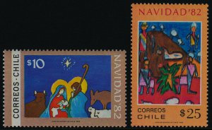 Chile 628-9 MNH Christmas, Children's Art