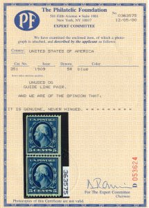 Scott 351, Unused, NEVER HINGED, Guideline Pair, 2 PF Certs., RARE COIL!