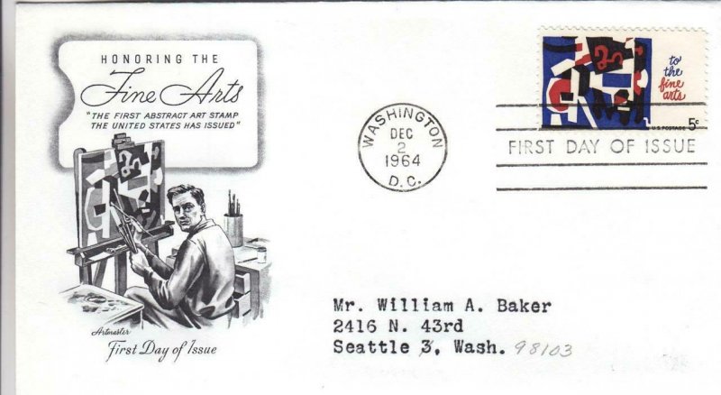 1964, Honoring the Fine Arts, Artmaster, FDC (D13906)