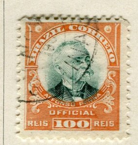 BRAZIL; 1906 early Penna Official issue fine used 100r. value