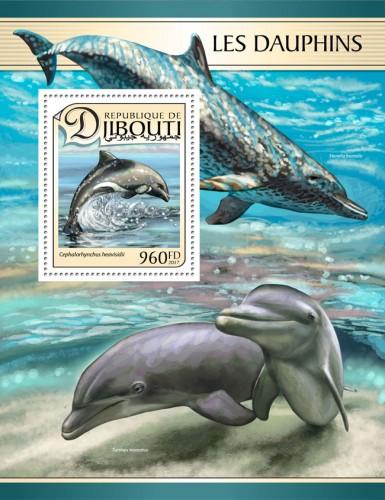 DJIBOUTI 2017 SHEET DOLPHINS MARINE LIFE