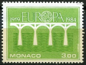 Monaco Sc#1425 MNH, 3f yel grn, Europa (C.E.P.T.) 1984 - Bridge, 25th Anniver...