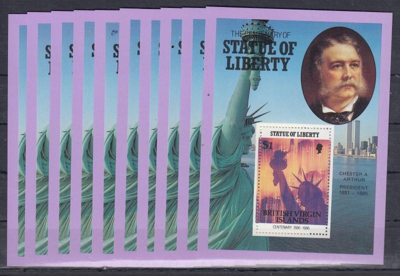 10x British Virgin Islands Statue of Liberty US Presidents Arthur MNH [B4]