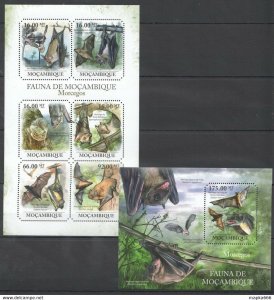 2011 Mozambique Fauna Of The Mozambique Animals Bats Morcegos Bl+Kb ** Bc1072