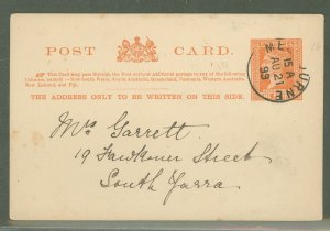 Victoria  1899 1d postal card, used from Melbourne, long message