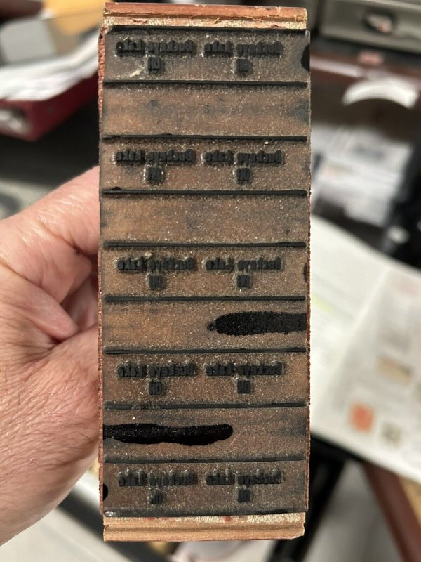 Vintage Buckeye Lake OH Local Precancel Rubber Stamper Device on Wood Block