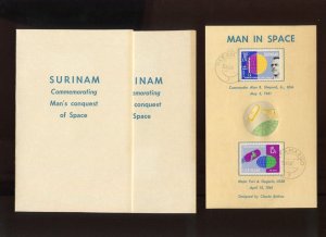 CLAUDE BOTTIAU SIGNED 1961 FDC'S SURINAM MEN IN SPACE GAGARIN & SHEPARD & MORE 