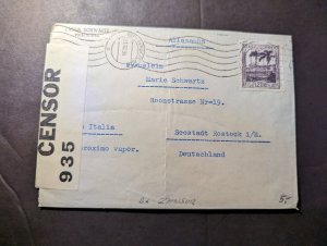 1939 Censored Brazil Cover Piracicaba to Rostock Germany Marie Schwartz