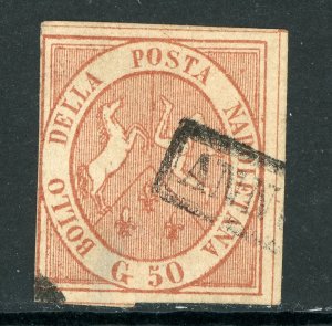 Italy 1858 Naples 50gr Scott #7 VFU O962 ⭐⭐⭐⭐⭐ 