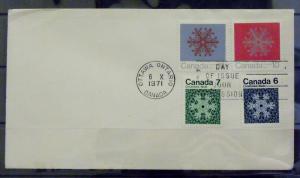 2195  Canada  FDC  # 554, 555, 556, 557   Xmas Snow Flakes     CV$ 20.00