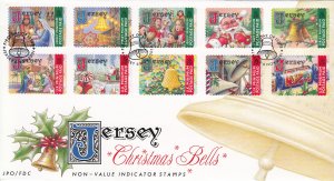 Jersey  2001 Christmas Bells, set of 10 on FDC