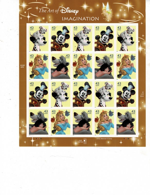 Disney Imagination 42c US Postage Sheet #4345 VF MNH