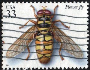 SC#3351f 33¢ Insects & Spiders: Flower Fly Single (1999) Used