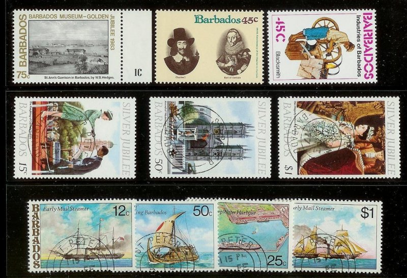 BARBADOS Large stamp accumulation Most MNH plate blocks gutter pairs Much value!