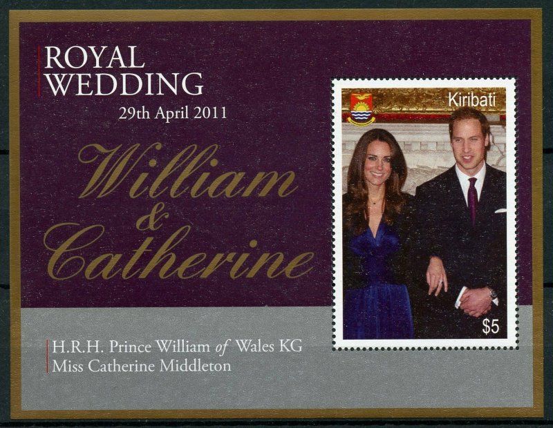 Kiribati 2011 MNH Royal Wedding Prince William & Kate 1v M/S Royalty Stamps