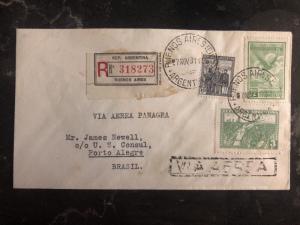 1931 Buenos Aires ARgentina First Flight Cover FFC To Porto Alegre Brazil Fam 10