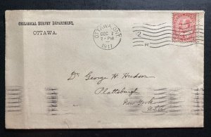 1911 Ottawa Canada Geological Survey cover To Plattsburgh NY Usa