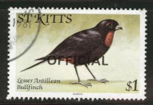 St Kitts Scott o19 used 1981 Official bird stamp