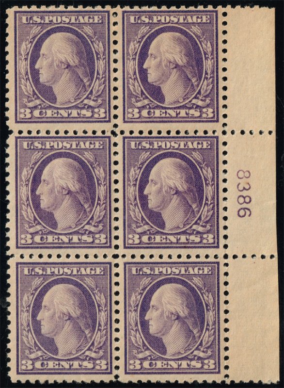 US #502 George Washington P# Block of 6; MNH (3Stars)