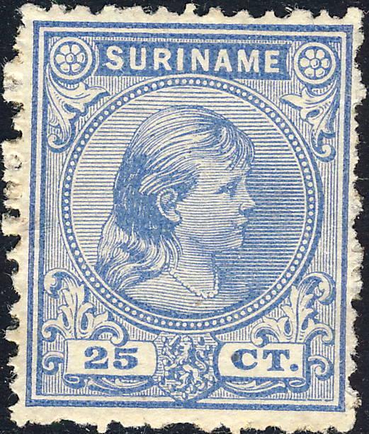 SURINAM - 1893 - Mi.33 25c ultramarine Mint Never Hinged