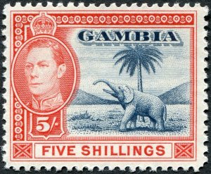 Gambia 1938 5s vermilion & blue SG160 unused