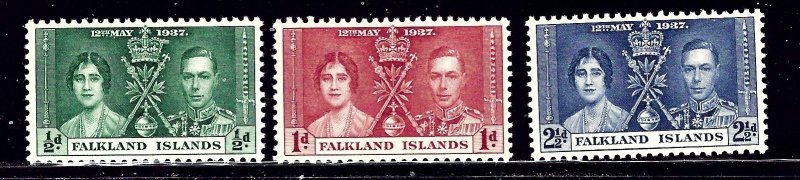 Falkland Is 81-83 MNH 1937 KGVI Coronation    (ap2306)